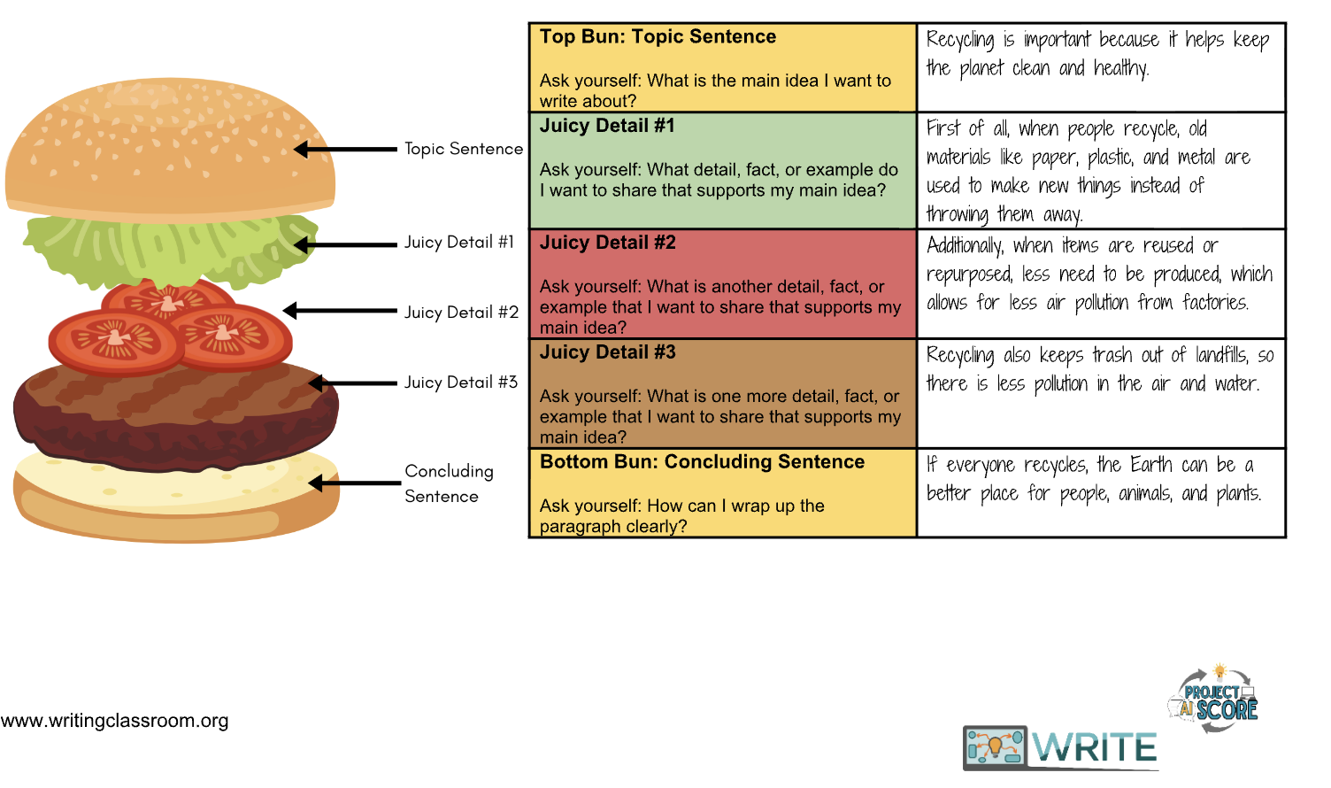 Hamburger graphic organizer sample