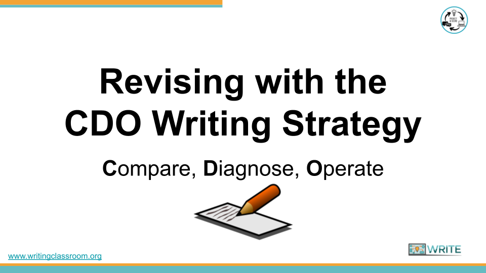 Revising with the CDO Writing Strategy COmpare Diagnose Operate paper pencil slideshow cover